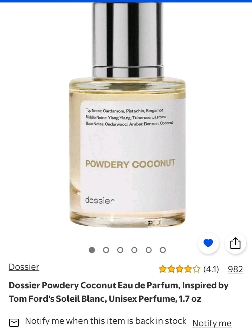 Dossier Powdery Coconut Fragrance - Powdery Coconut